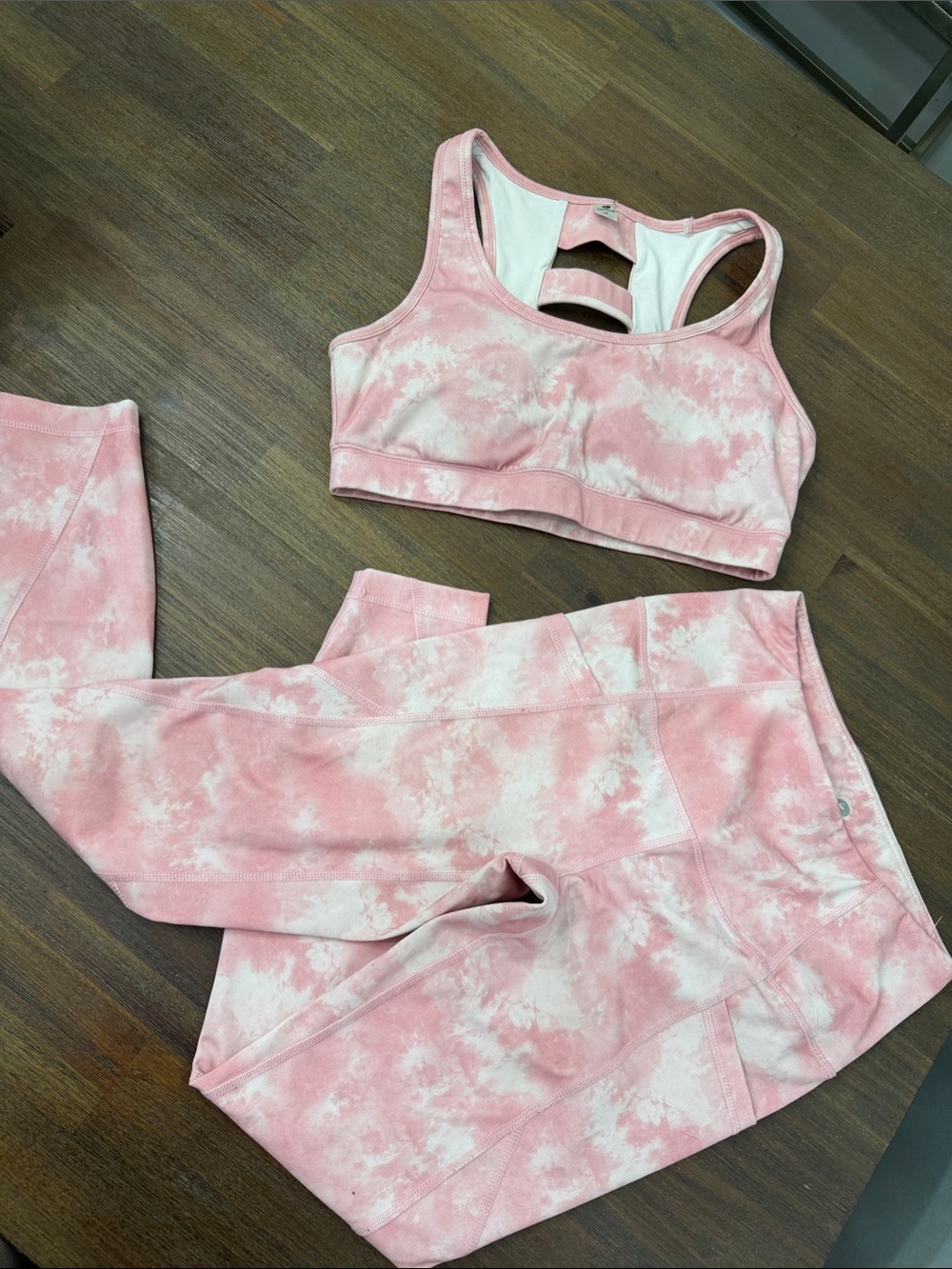 90 Degree By Reflex Pink & White Tie-Dye Bandeau Bikini Top